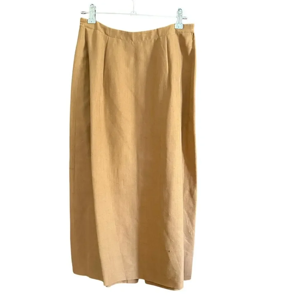 1950s Vintage NEIMAN MARCUS | Dupioni Silk Light Brown Tulip Skirt  | Size 2